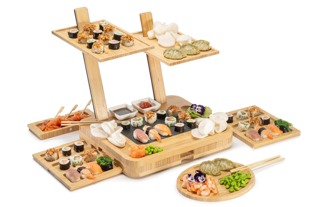 Premium Bamboe Verhoogd Borrelplank set