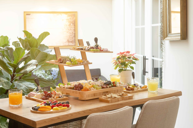 Premium Bamboe Verhoogd Borrelplank set