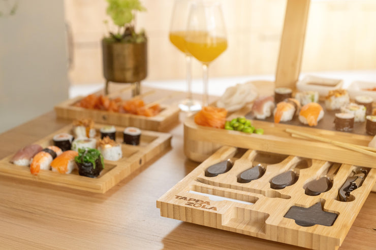 Premium Bamboe Verhoogd Borrelplank set